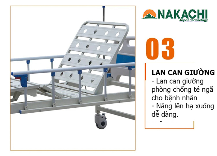 Giường Bệnh Nh&acirc;n 3 Tay Quay Nakachi NC-03T